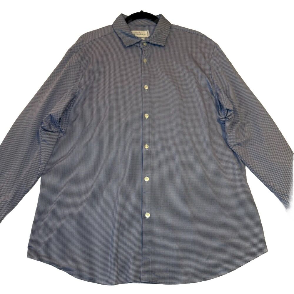MIZZEN + MAIN Spinnaker Button Long Sleeve Shirt Standard Fit Blue Check Men XL